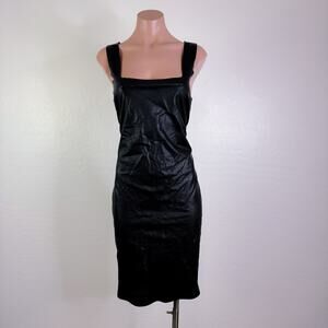 Commando Square Neck Sleeveless Stretch Leather Dress Black Reputation Large NWT